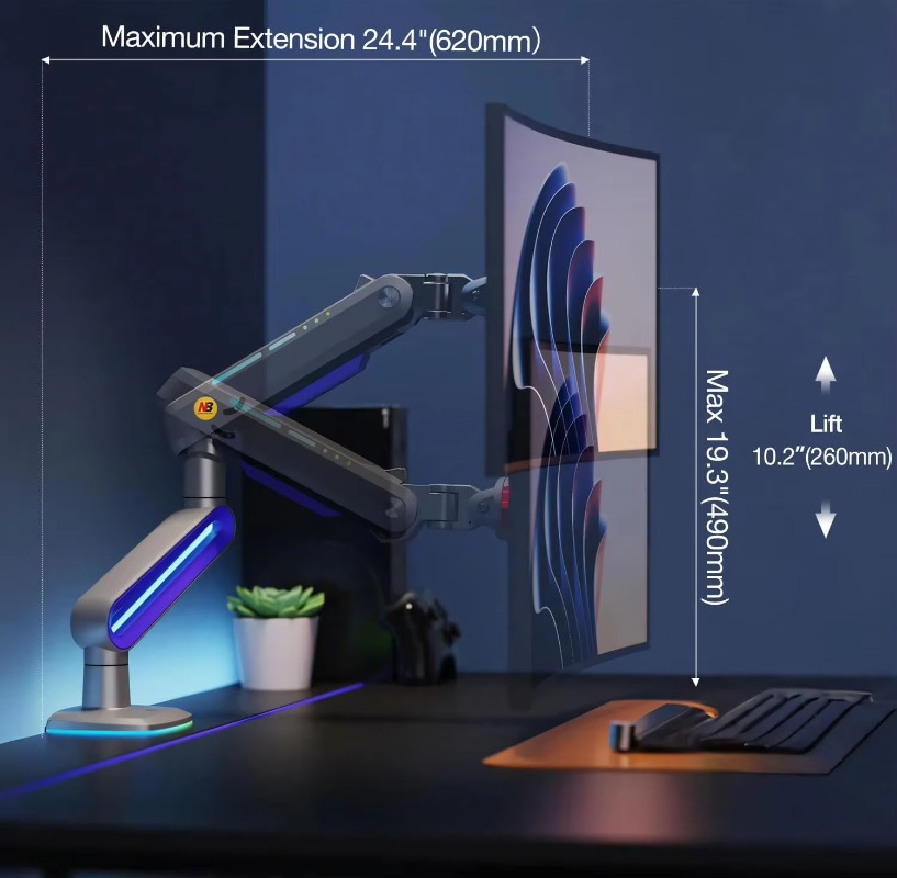 ERGONOMIC Gaming Monitor Arm f - огляд і ціна Gaming Monitor Curved