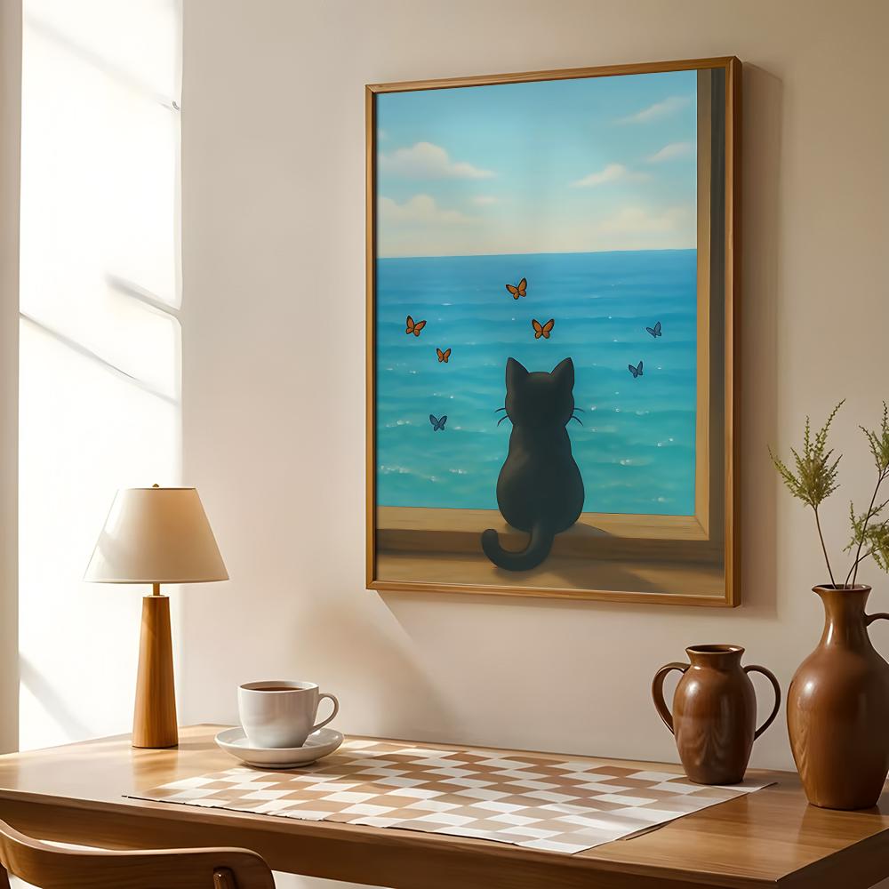 Cat on Beach Poster Wall Art R - огляд і ціна Esports Gaming Lounge