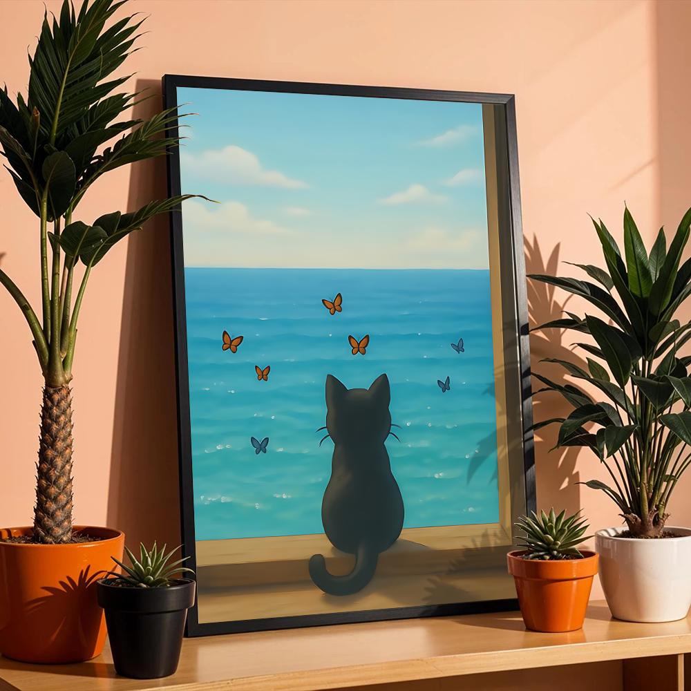 Cat on Beach Poster Wall Art R - огляд і ціна Esports Gaming Lounge